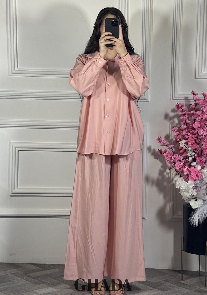 Ensemble avec pantalon en rose poudré