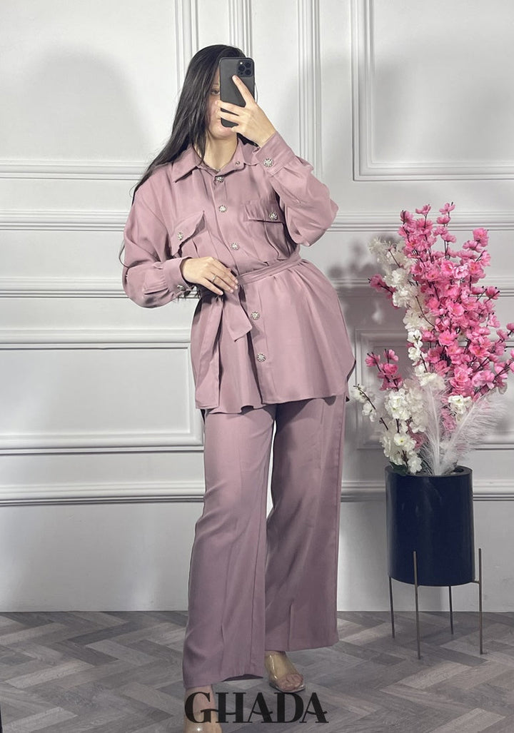 Ensemble avec pantalon en rose