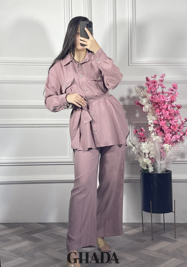 Ensemble avec pantalon en rose
