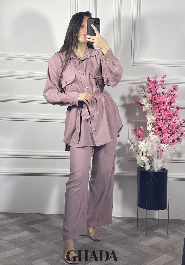 Ensemble avec pantalon en rose