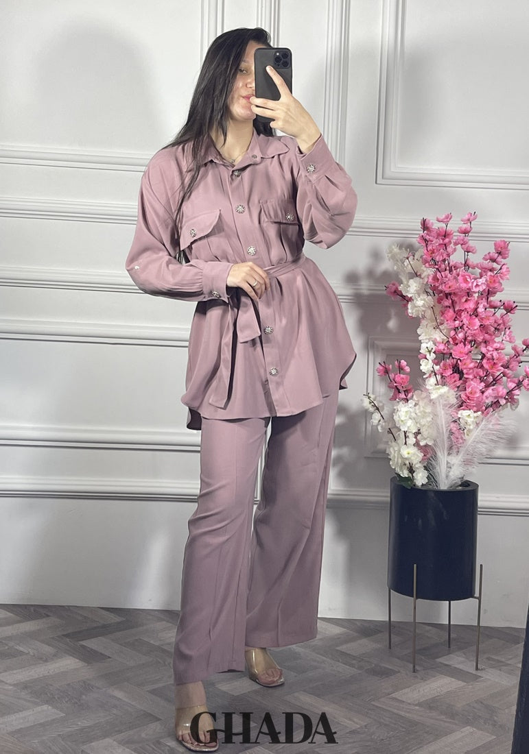 Ensemble avec pantalon en rose