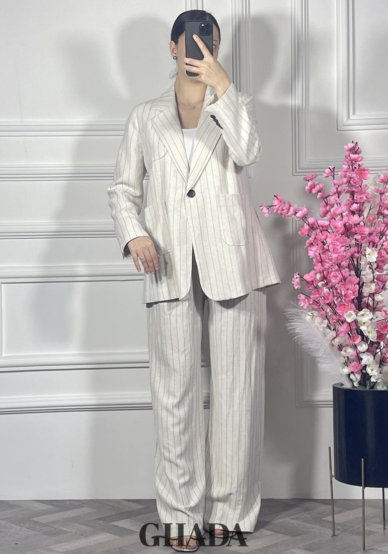 Ensemble Tailleur à rayures en beige