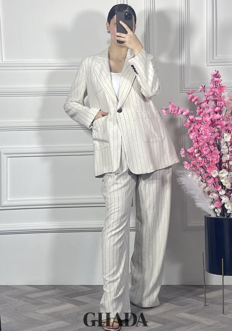 Ensemble Tailleur à rayures en beige