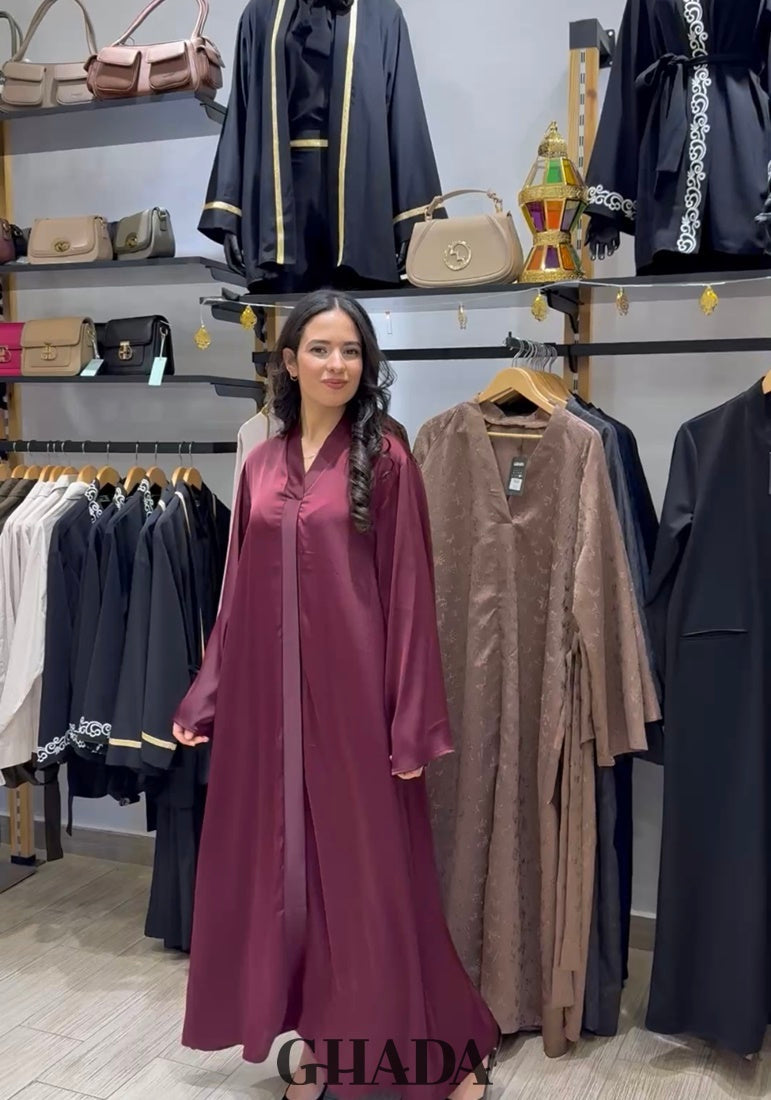 Abaya longue bordeaux