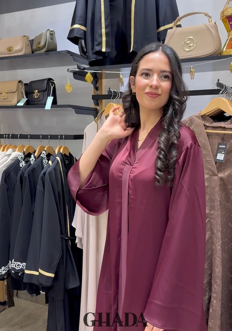 Abaya longue bordeaux