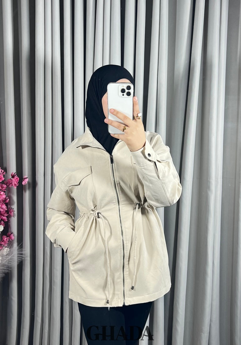 Veste urbaine à nœuds en beige clair