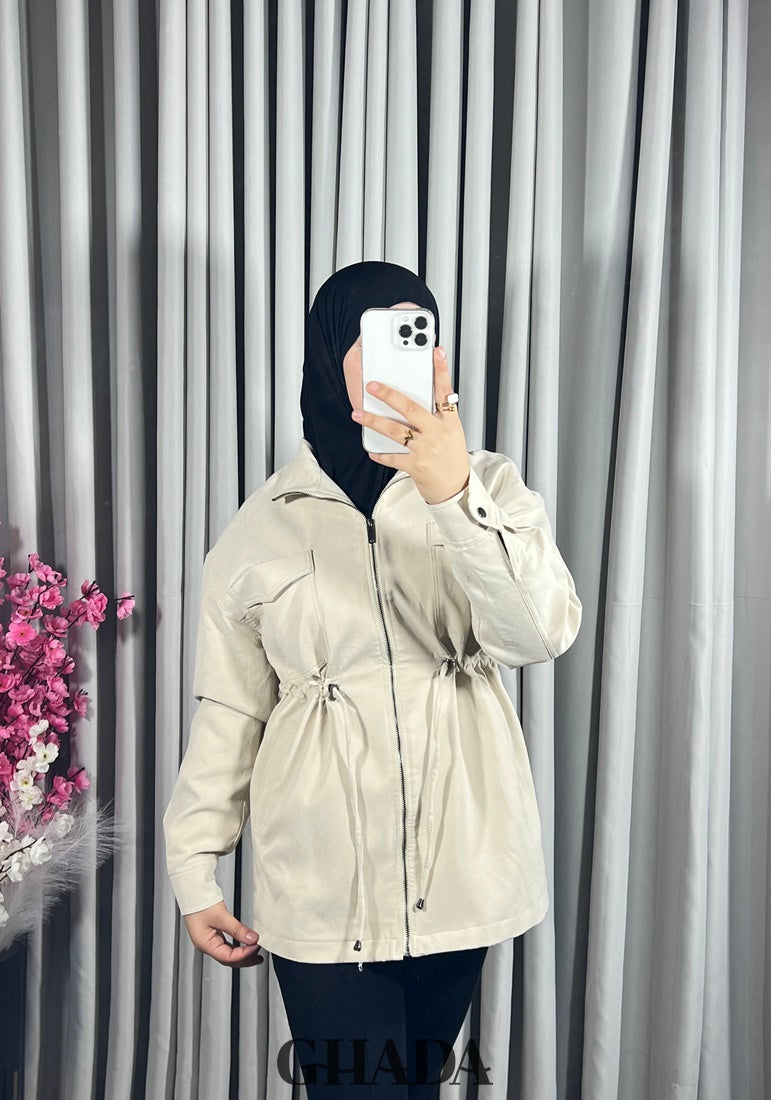 Veste urbaine à nœuds en beige clair