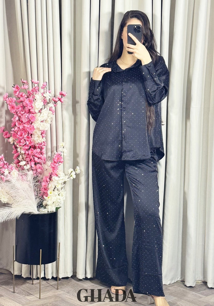 Ensemble noir à strass