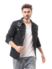 جاكيت جينز رجالي أسود بتصميم شبابي عصري - JAC23WFDN28904TM1