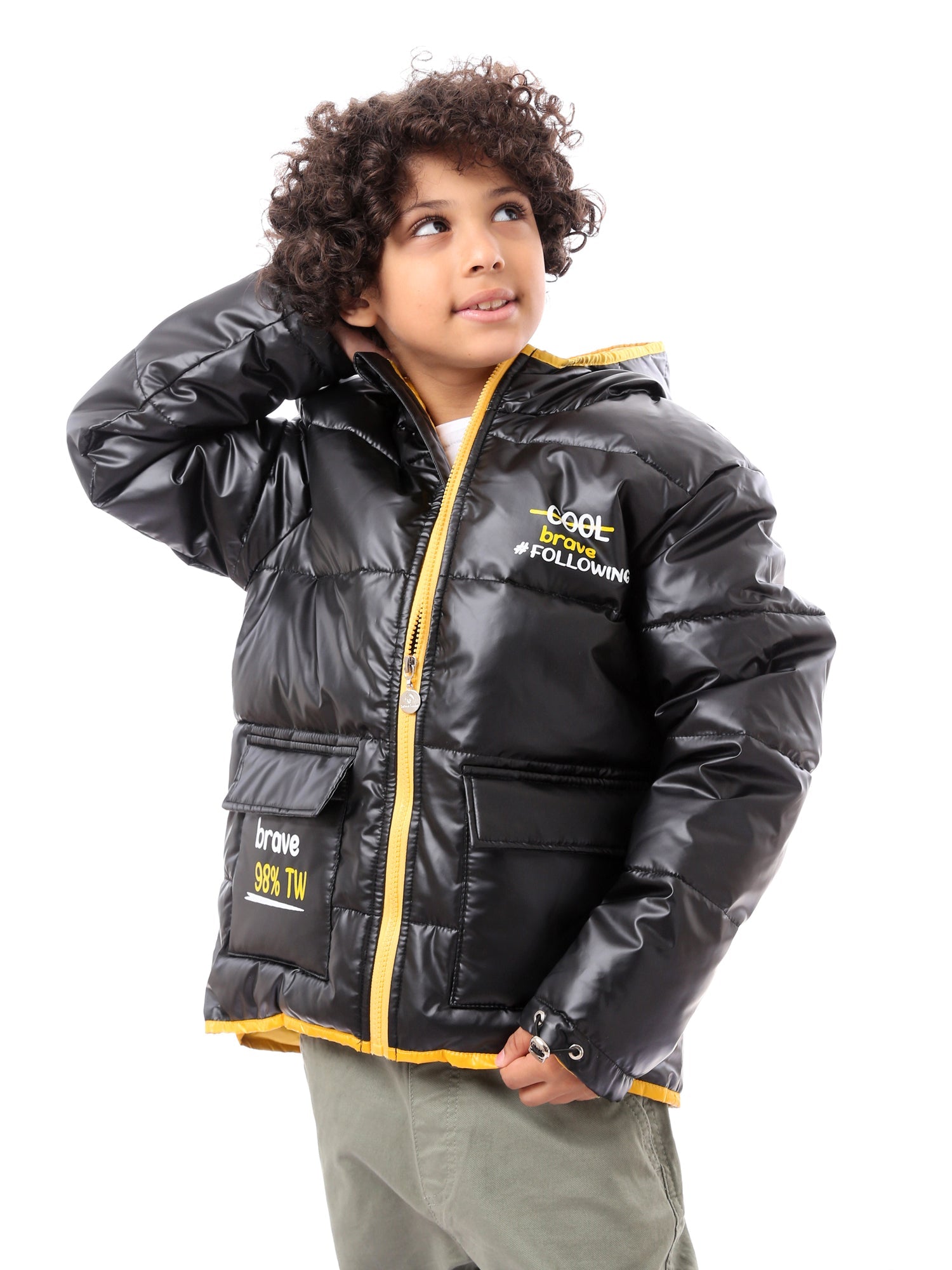 Veste d'hiver doublée pour garçons avec fermeture éclair et capuche - JAC23WFWP28805TB1