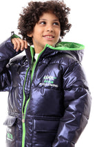 Veste d'hiver doublée pour garçons avec fermeture éclair et capuche - JAC23WFWP28805TB1