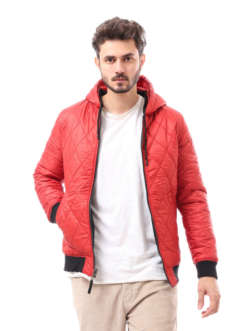 جاكيت رجالي مزود بغطاء رأس ومطبوعات عصرية -JAC24WFWP28382TM1