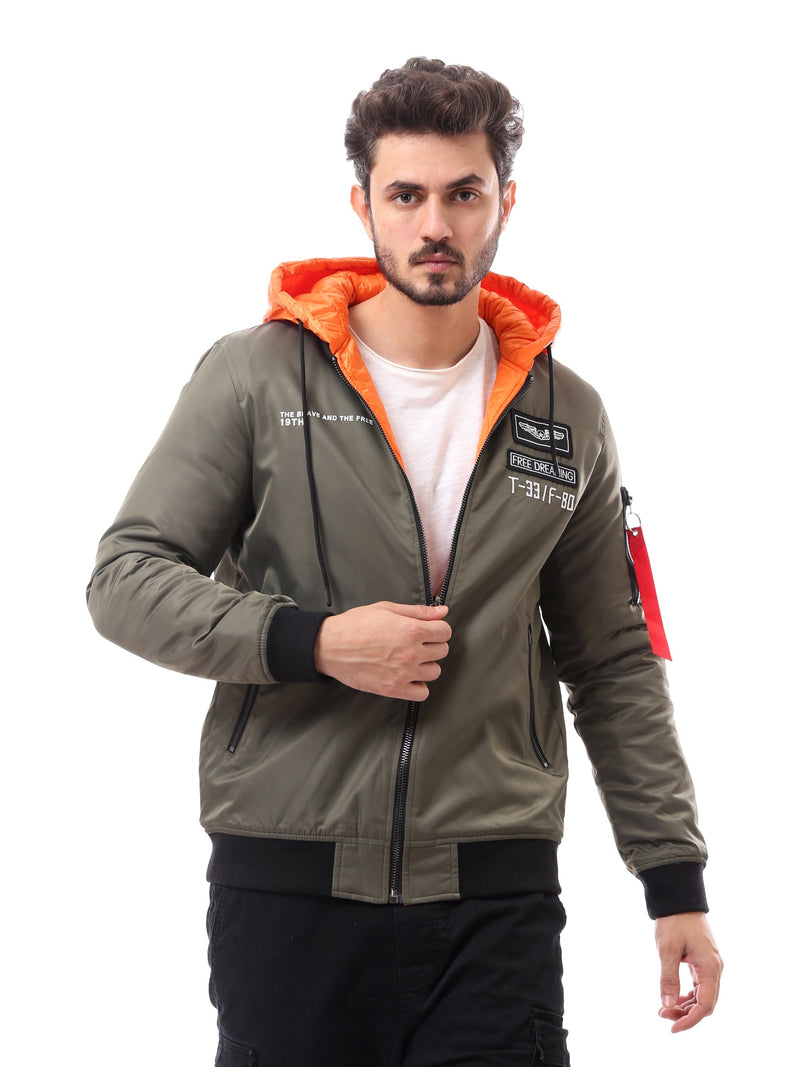 جاكيت رجالي مزود بغطاء رأس ومطبوعات عصرية -JAC24WFWP28382TM1