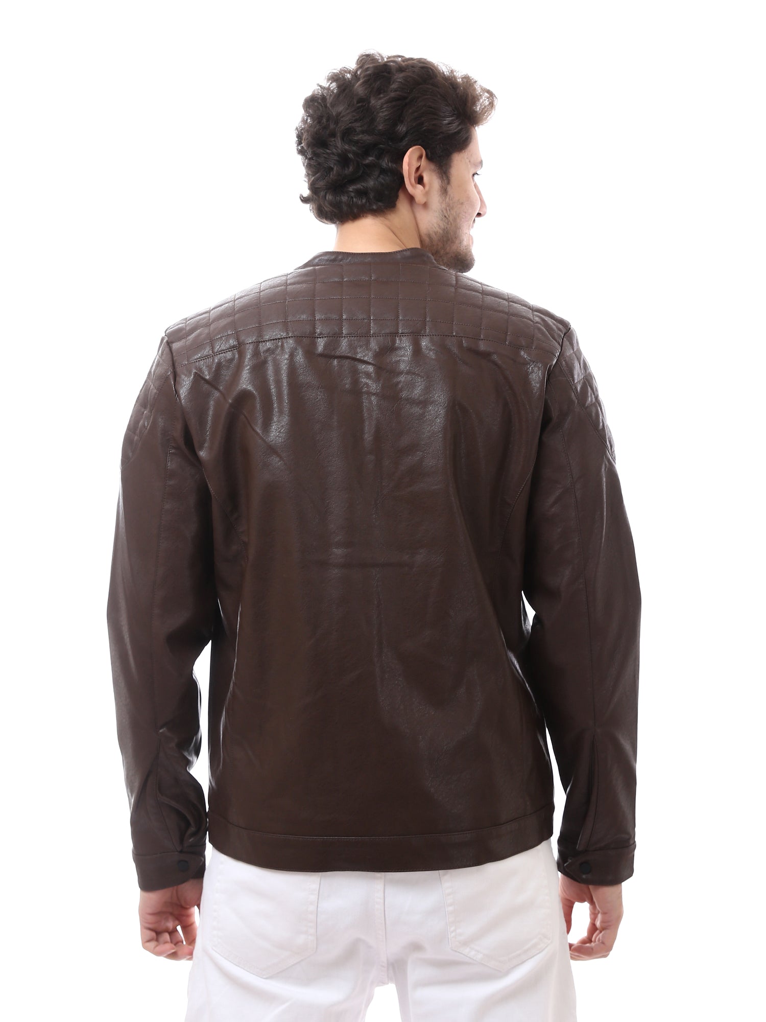 Veste homme en cuir avec fermeture zippée au design moderne - JAC24WLET28387TS1