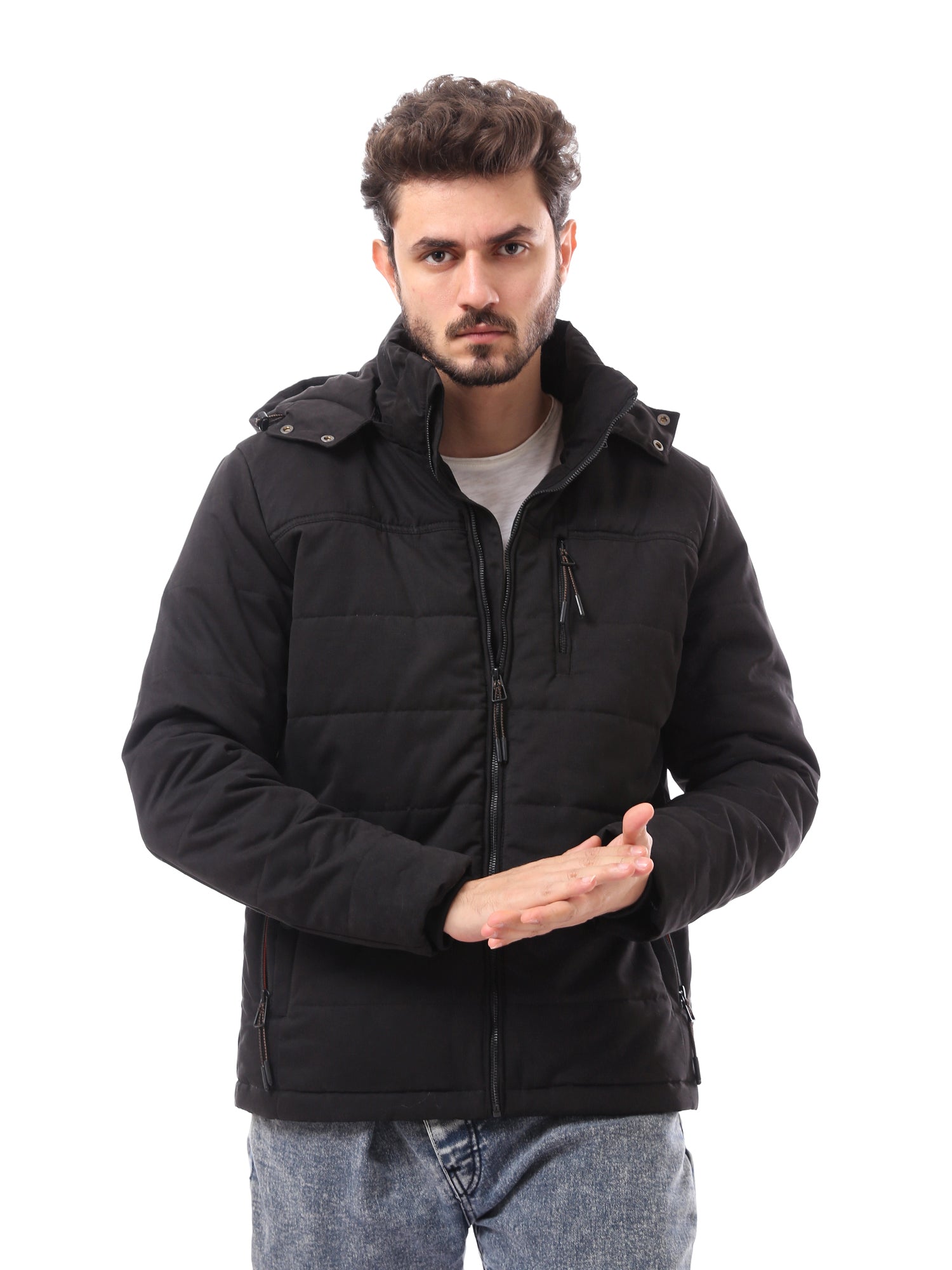 Veste pour homme matelassée avec capuche au design moderne - JAC24WWBP28416TM1