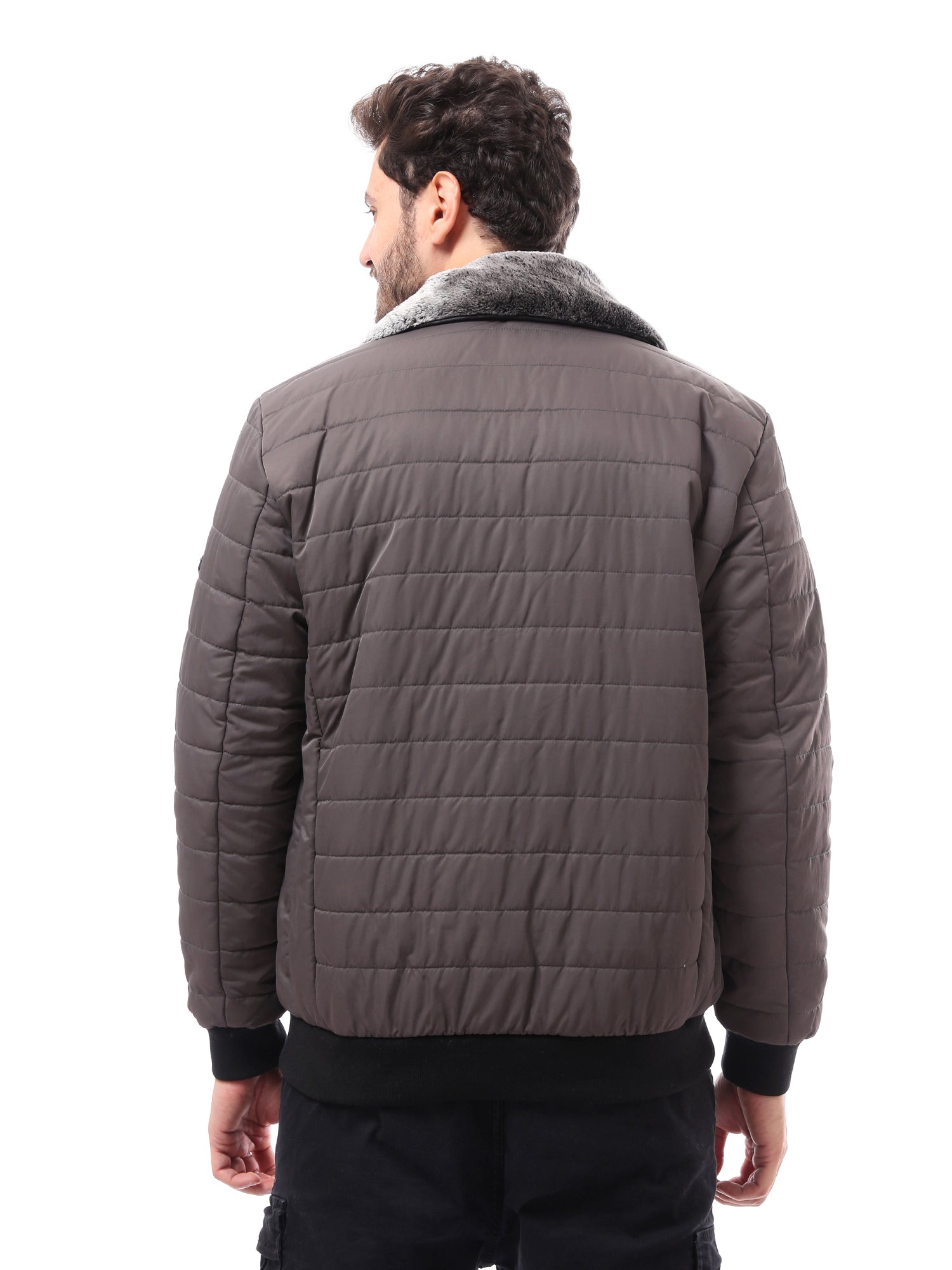 Veste homme matelassée avec capuche en fausse fourrure et design moderne - JAC24WWBP28417TM1