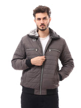 Veste homme matelassée avec capuche en fausse fourrure et design moderne - JAC24WWBP28417TM1