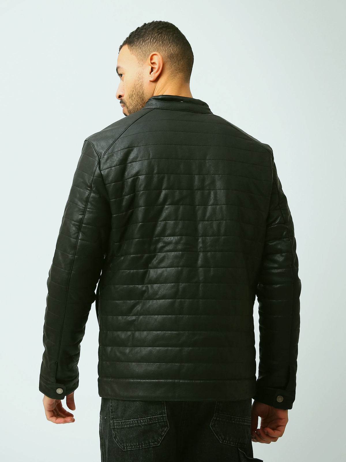 Blouson Homme Effet Cuir Matelassé à Col Montant Zippé - JAC26WLBP28410TM1