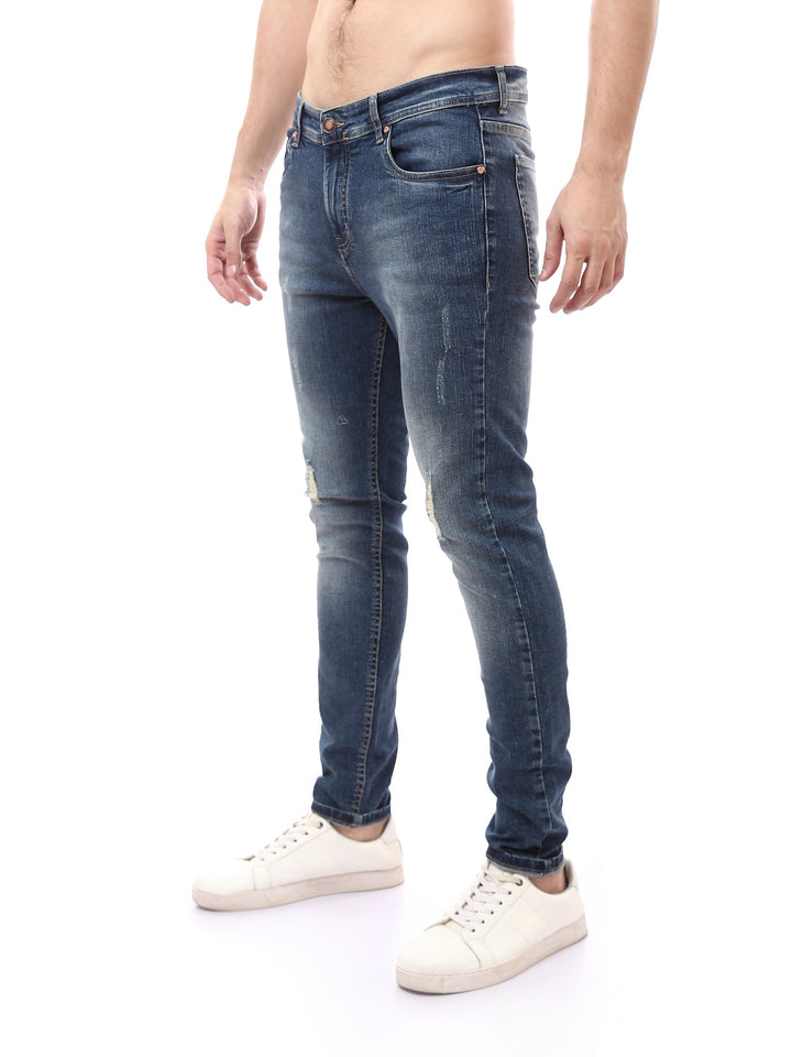 Jean Homme Slim Fit Effet Délavé et Déchiré – Style Urbain - JNS22GFDN22955TM1
