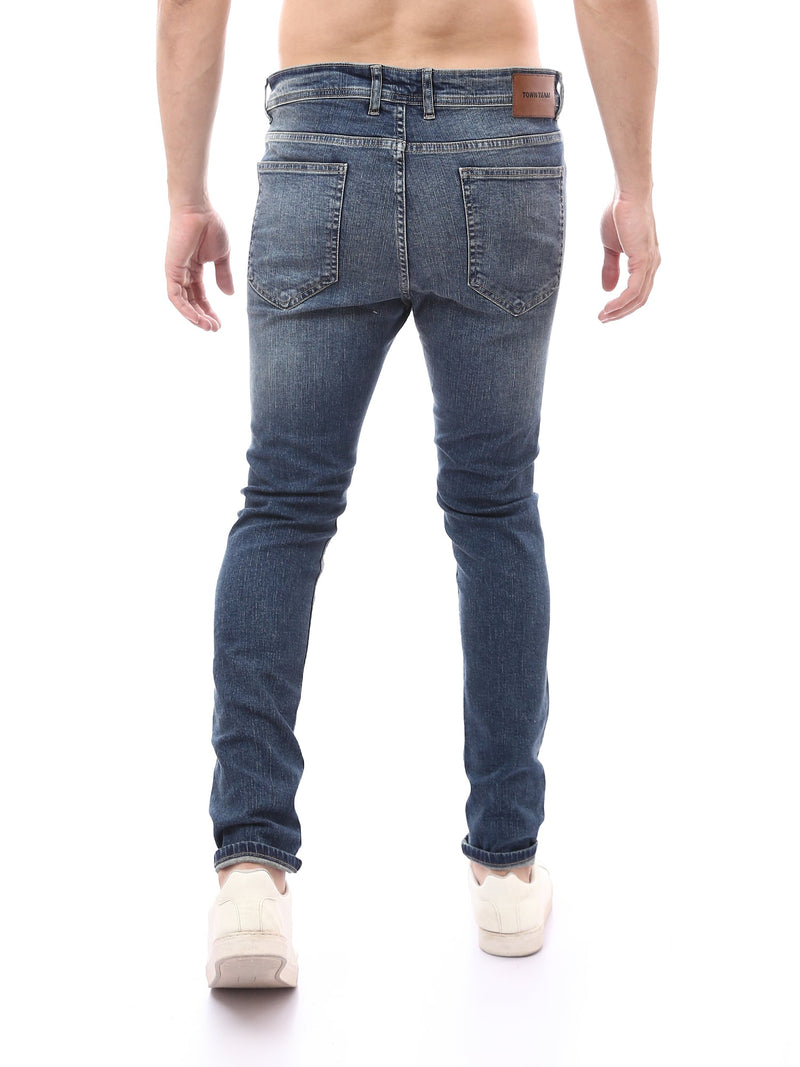 Jean Homme Slim Fit Effet Délavé et Déchiré – Style Urbain - JNS22GFDN22955TM1