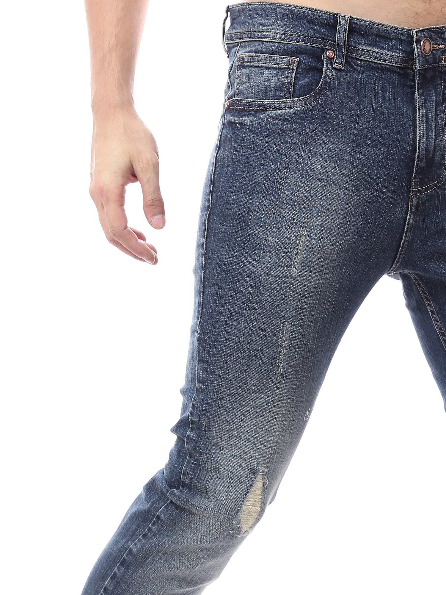 Jean Homme Slim Fit Effet Délavé et Déchiré – Style Urbain - JNS22GFDN22955TM1