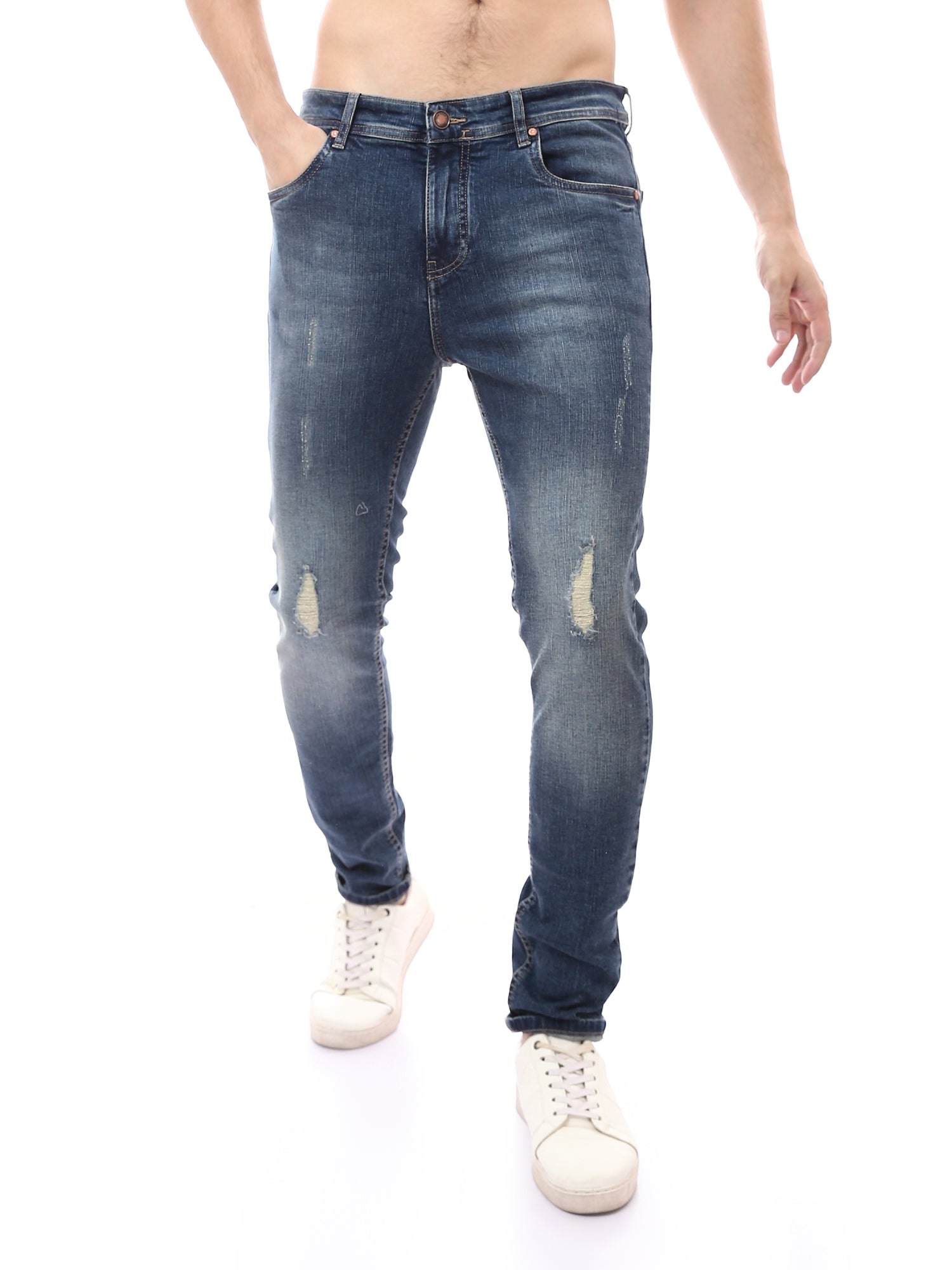 Jean Homme Slim Fit Effet Délavé et Déchiré – Style Urbain - JNS22GFDN22955TM1