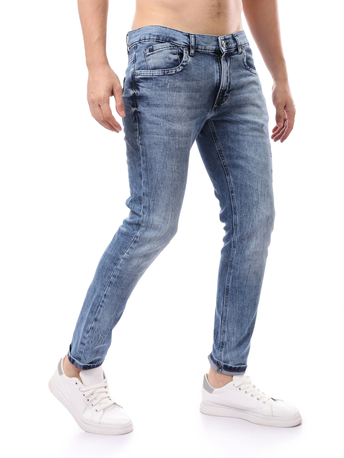 جينز Slim Fit رجالي بتأثير باهت وقصة محددة – كاجوال عصري - JNS23GPBW22694TM1