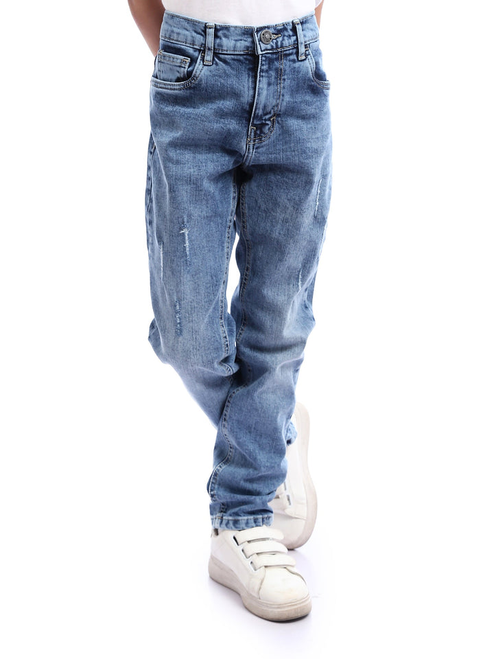 Jeans Enfant Bleu Clair avec Détails Déchirés Élégants – Style Moderne - JNS23GSSW31378TB1