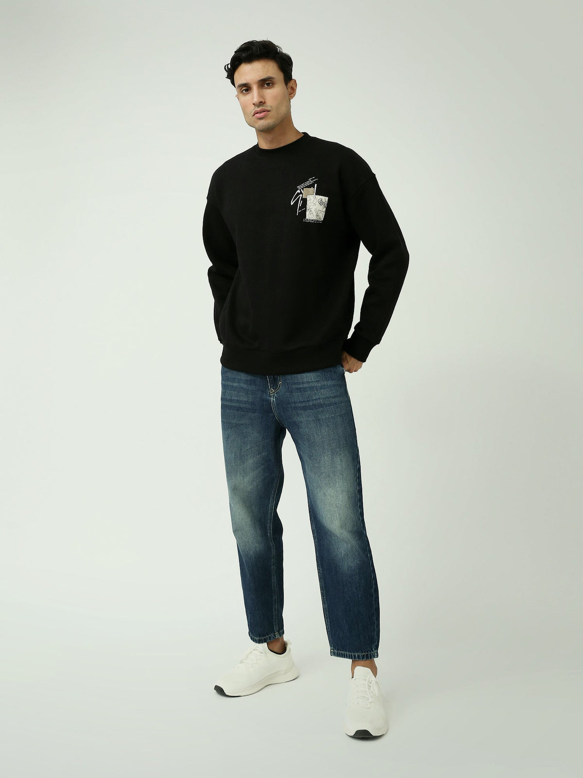 جينز Loose Fit رجالي بقصة واسعة وساق مستقيمة – ستريت وير عصري - JNS23SLBW22651TM1