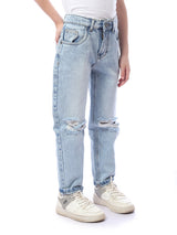 Jean garçon à coupe large avec déchirures tendance pour un look jeune et moderne – JNS23SLCW22652TB1