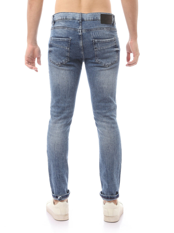 Jean Homme Slim Fit Délavé avec Effet Usé – Style Casual - JNS23SPSW22654TM1
