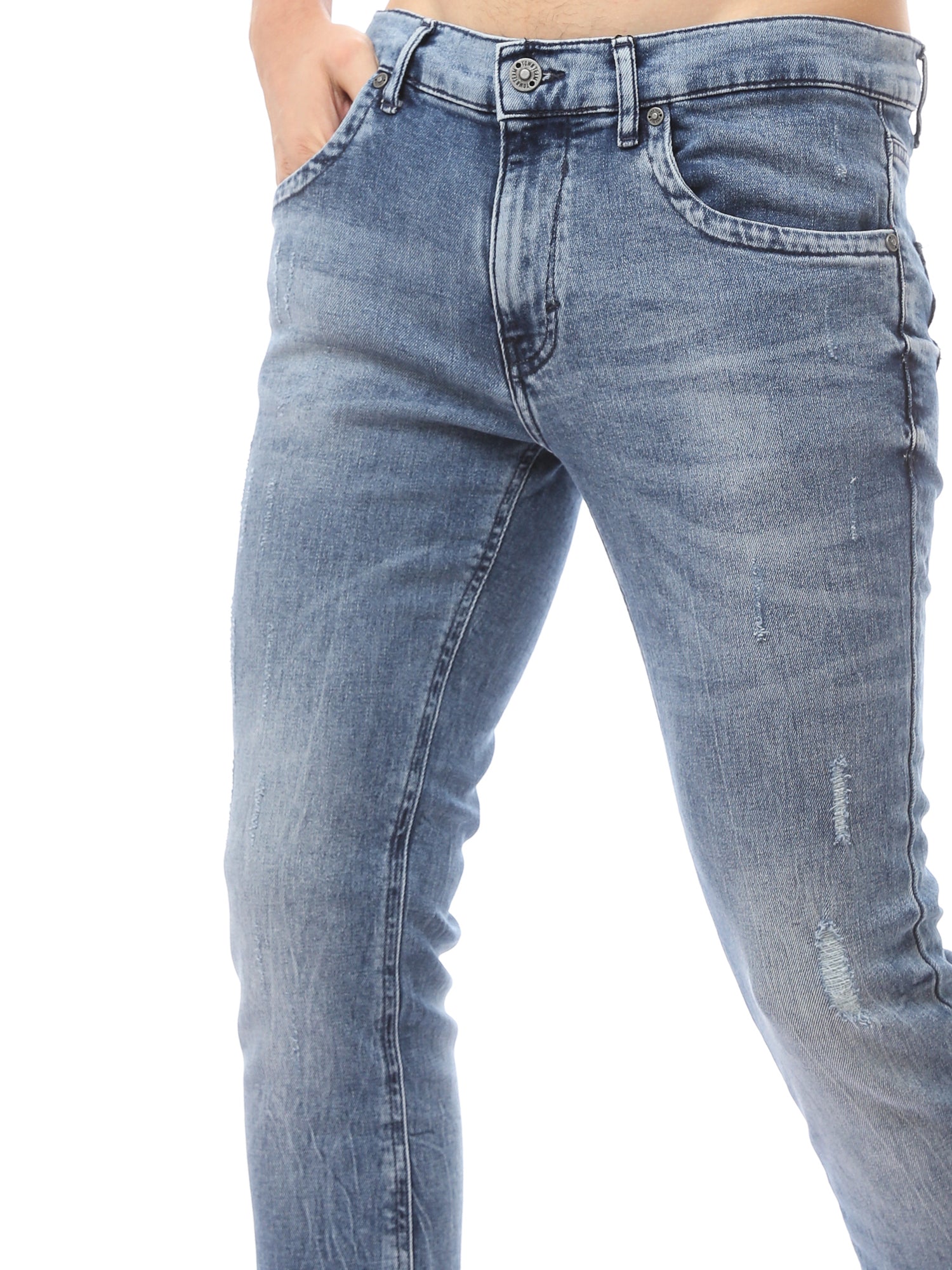 Jean Homme Slim Fit Délavé avec Effet Usé – Style Casual - JNS23SPSW22654TM1
