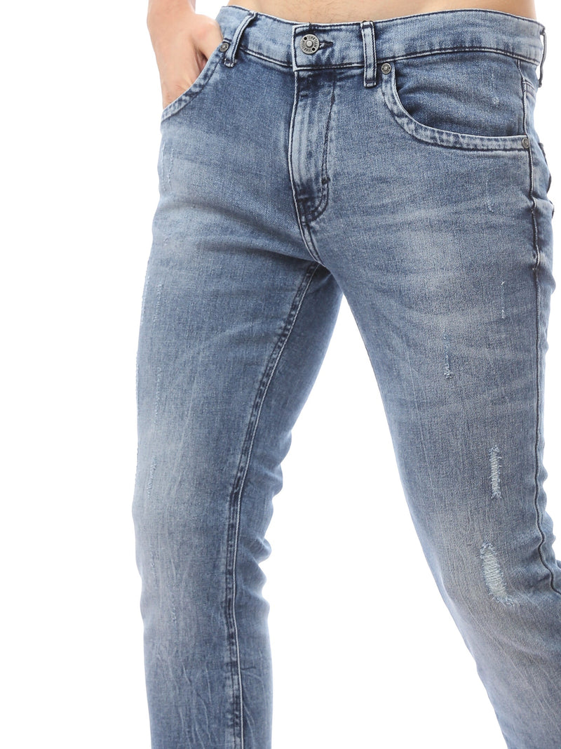 Jean Homme Slim Fit Délavé avec Effet Usé – Style Casual - JNS23SPSW22654TM1
