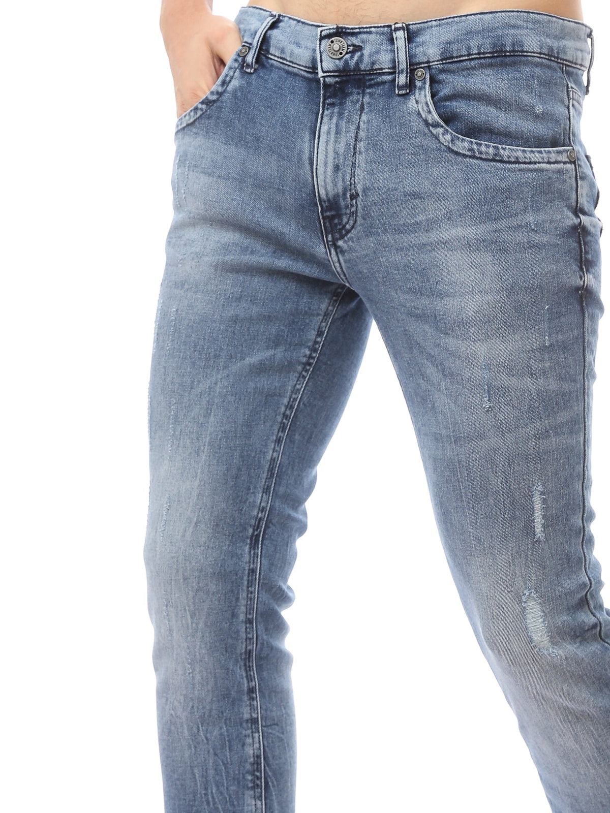 Jean Homme Slim Fit Délavé avec Effet Usé – Style Casual - JNS23SPSW22654TM1
