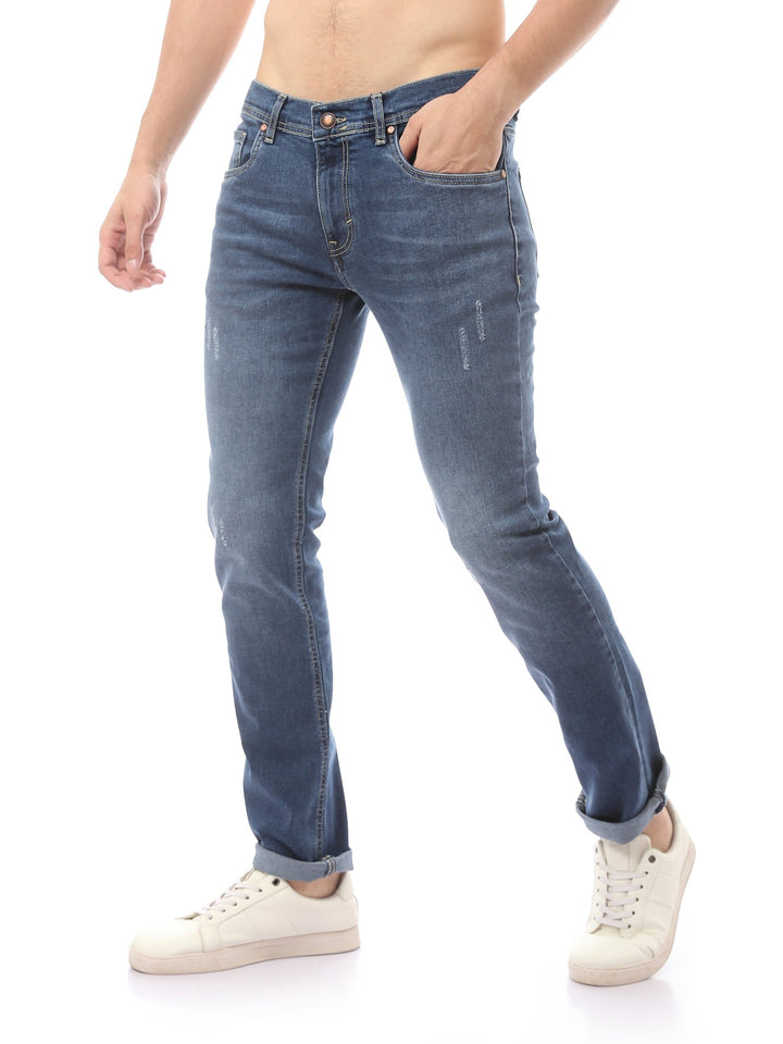 Jean Homme Slim Fit Délavé à Détails Effet Usé - JNS23SSBW22650TM1