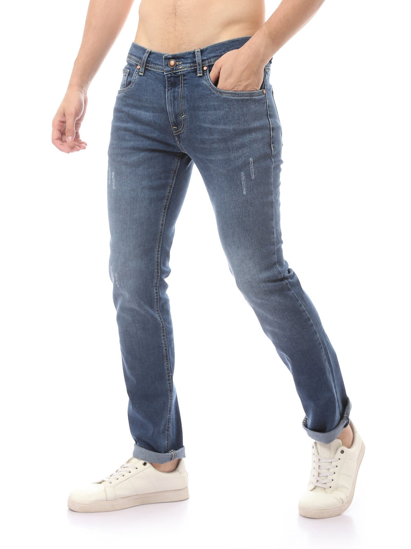 Jean Homme Slim Fit Délavé à Détails Effet Usé - JNS23SSBW22650TM1
