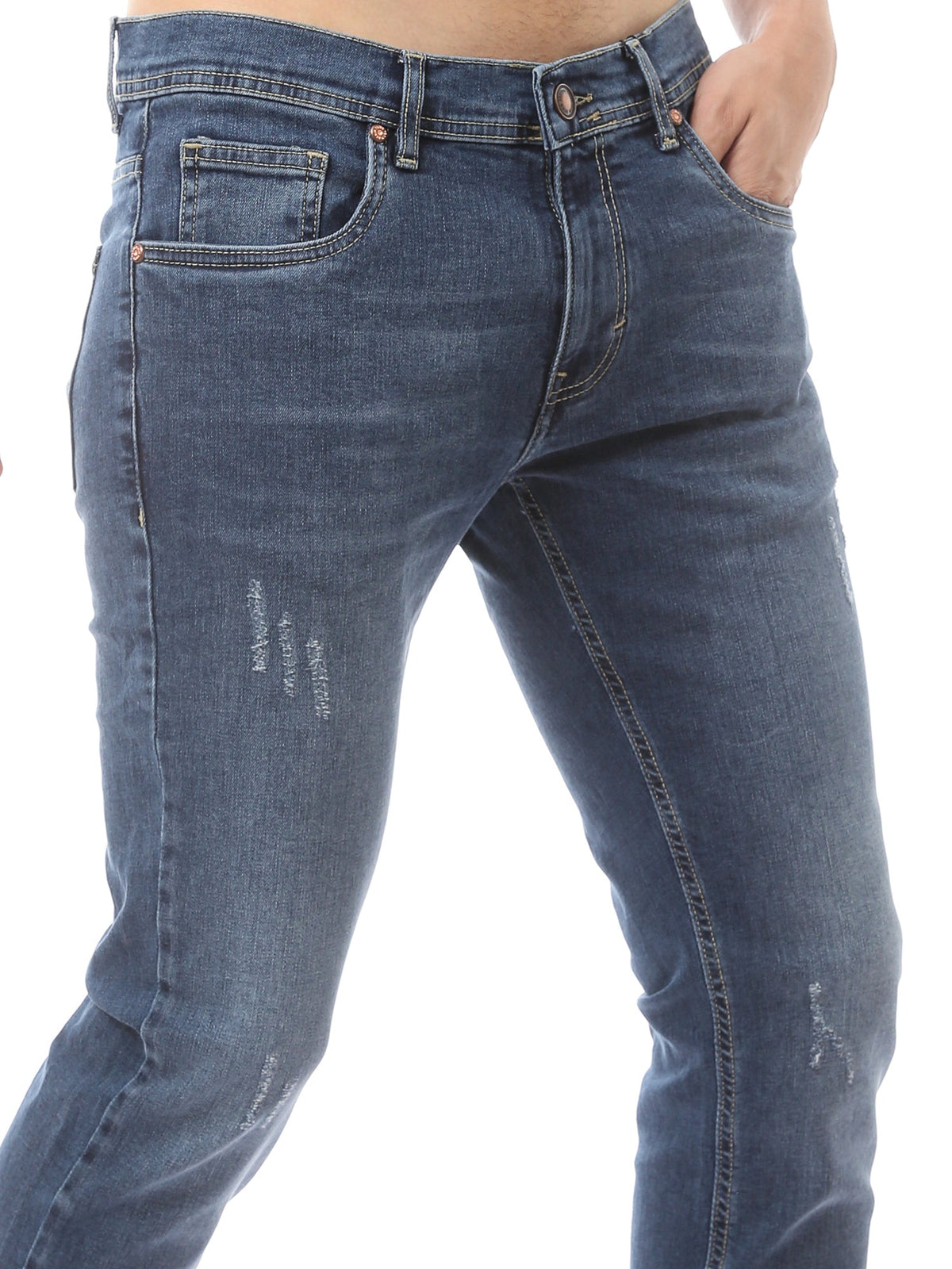 Jean Homme Slim Fit Délavé à Détails Effet Usé - JNS23SSBW22650TM1