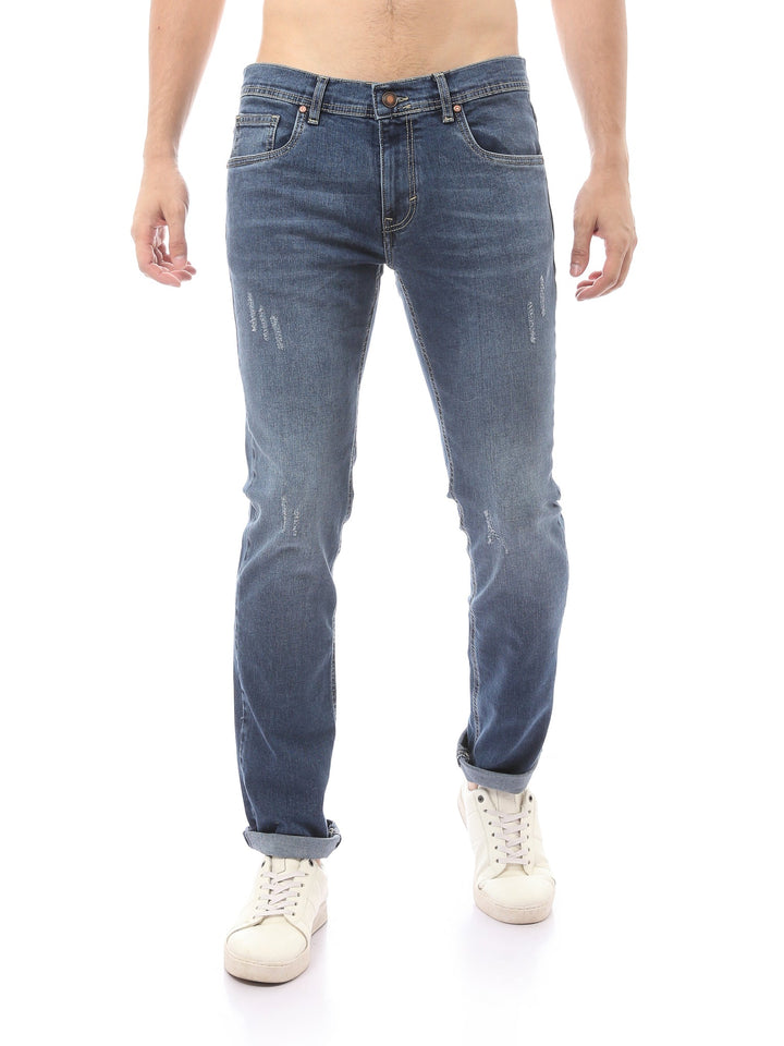 Jean Homme Slim Fit Délavé à Détails Effet Usé - JNS23SSBW22650TM1