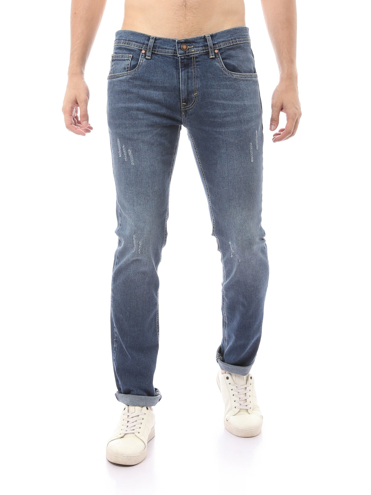 Jean Homme Slim Fit Délavé à Détails Effet Usé - JNS23SSBW22650TM1