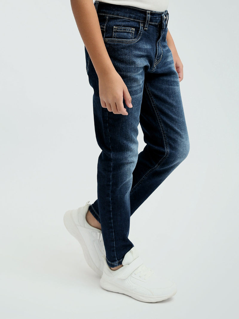 Jean Garçon Bleu Foncé – Coupe Droite Confortable et Style Casual - JNS24GCBW31362TB1