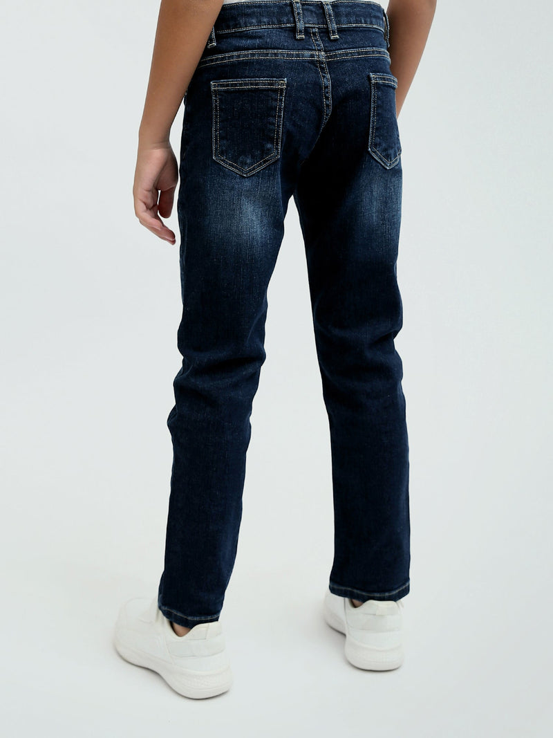 Jean Garçon Bleu Foncé – Coupe Droite Confortable et Style Casual - JNS24GCBW31362TB1