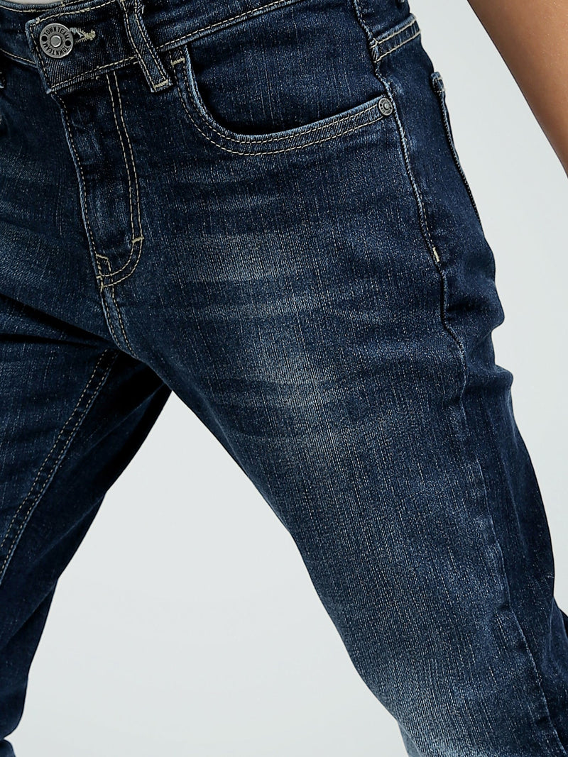 Jean Garçon Bleu Foncé – Coupe Droite Confortable et Style Casual - JNS24GCBW31362TB1