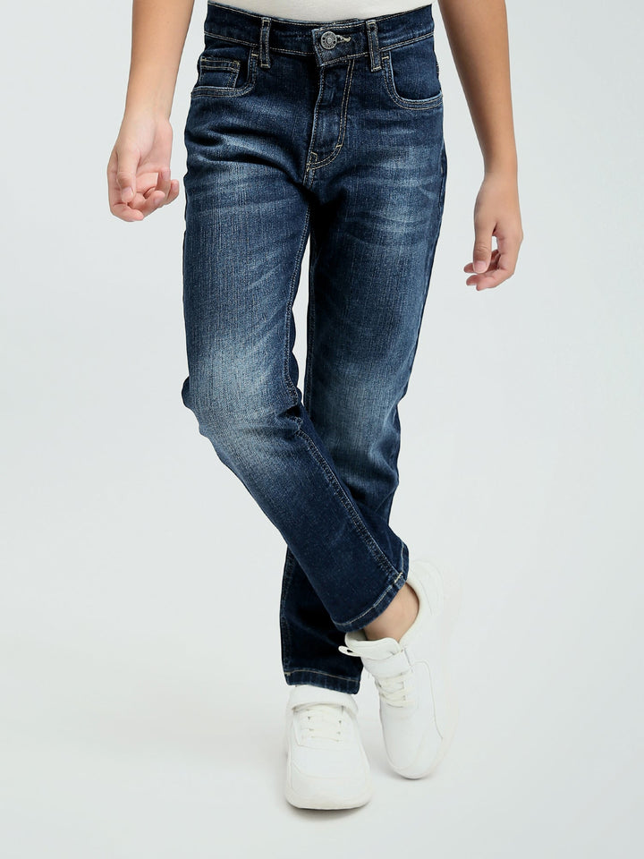 Jean Garçon Bleu Foncé – Coupe Droite Confortable et Style Casual - JNS24GCBW31362TB1