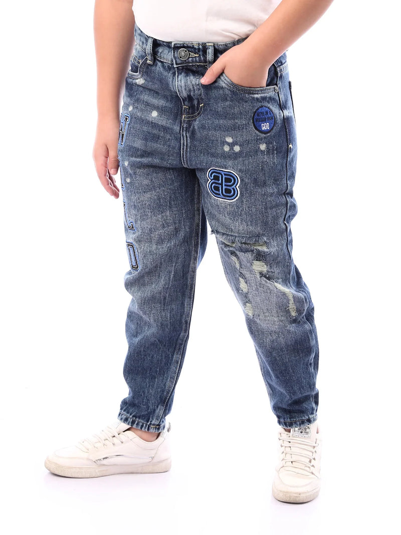 Jean Garçon Loose Fit à Imprimés – Style Denim Tendance - JNS24SLSE22112TJ1
