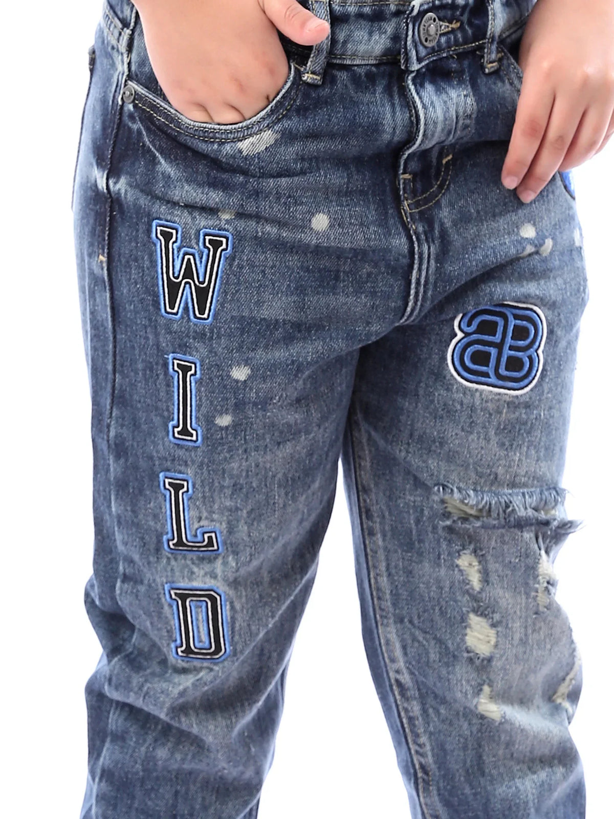 Jean Garçon Loose Fit à Imprimés – Style Denim Tendance - JNS24SLSE22112TJ1