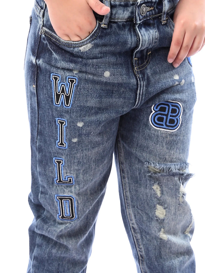 Jean Garçon Loose Fit à Imprimés – Style Denim Tendance - JNS24SLSE22112TJ1