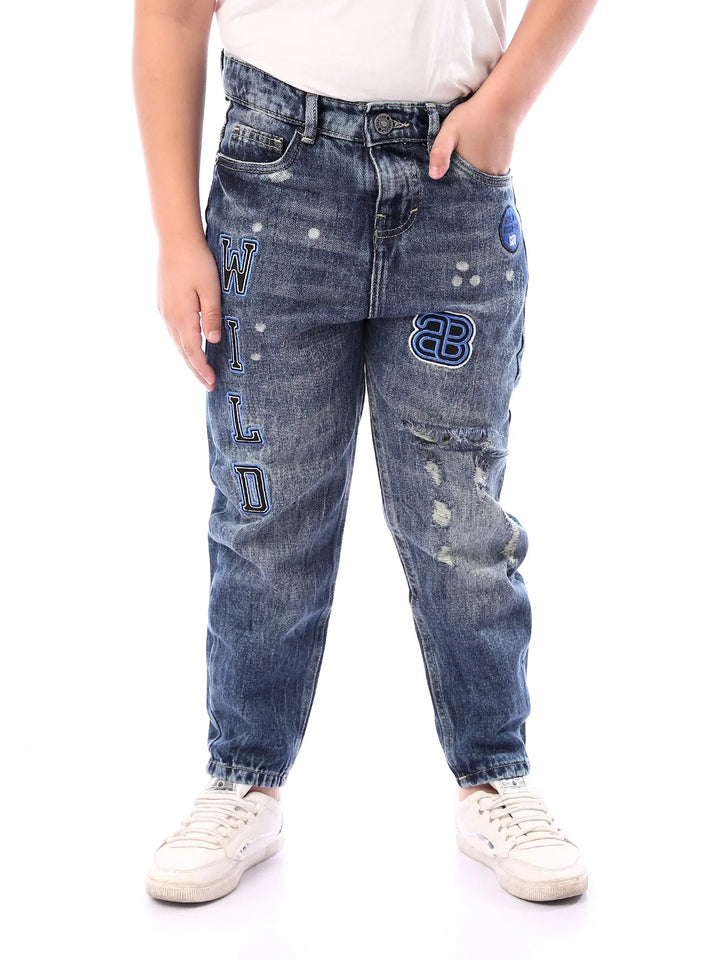 Jean Garçon Loose Fit à Imprimés – Style Denim Tendance - JNS24SLSE22112TJ1