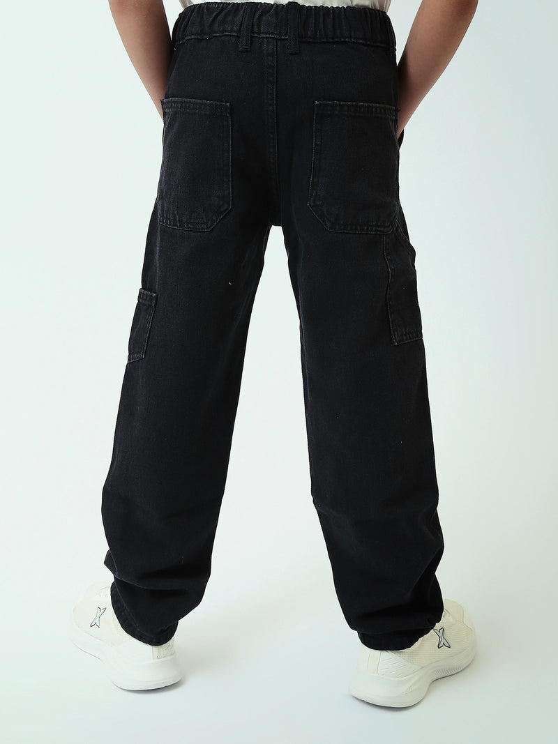 Jean Cargo Garçon Coupe Relax – Pantalon Denim avec Poches Utilitaires - JNS25GBBP22145TJ1