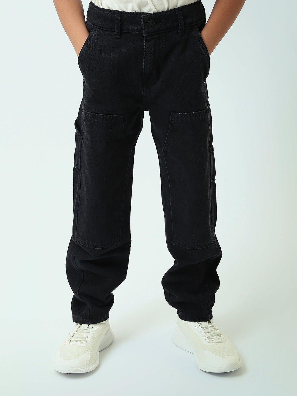 Jean Cargo Garçon Coupe Relax – Pantalon Denim avec Poches Utilitaires - JNS25GBBP22145TJ1