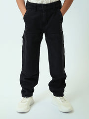 Jean Cargo Garçon Coupe Relax – Pantalon Denim avec Poches Utilitaires - JNS25GBBP22145TJ1